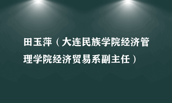 田玉萍（大连民族学院经济管理学院经济贸易系副主任）