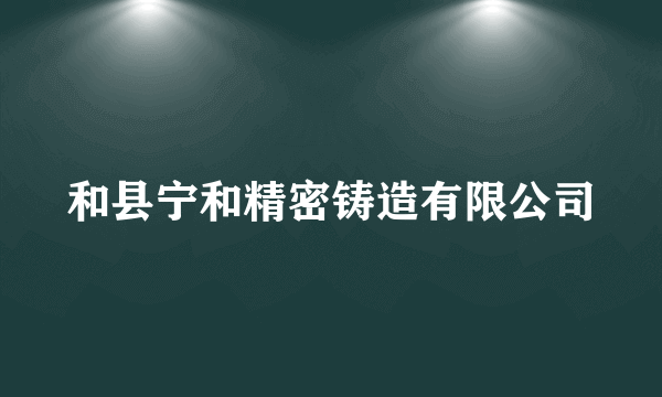 和县宁和精密铸造有限公司