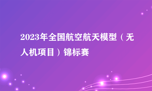 2023年全国航空航天模型（无人机项目）锦标赛