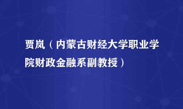 贾岚（内蒙古财经大学职业学院财政金融系副教授）