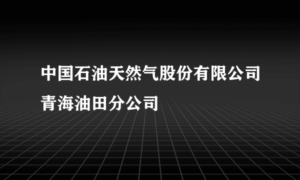 中国石油天然气股份有限公司青海油田分公司