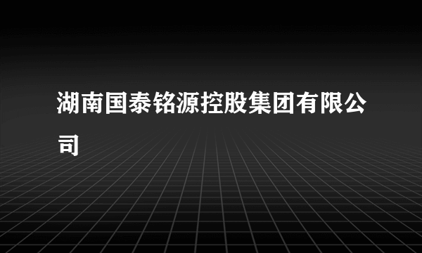 湖南国泰铭源控股集团有限公司