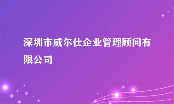 深圳市威尔仕企业管理顾问有限公司