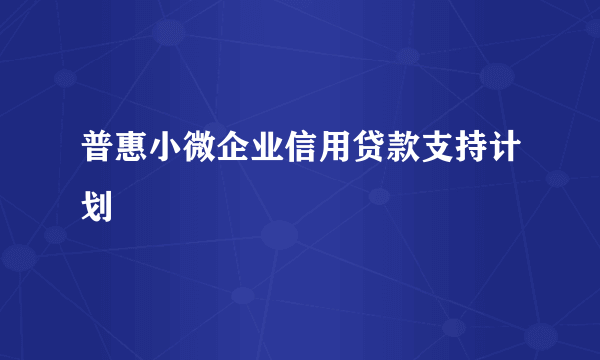 普惠小微企业信用贷款支持计划