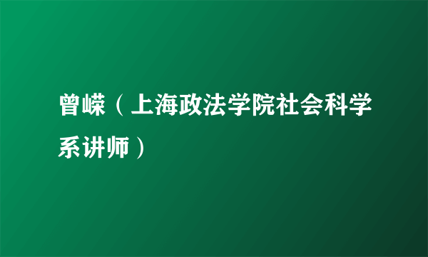 曾嵘（上海政法学院社会科学系讲师）