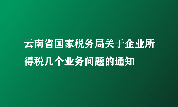 云南省国家税务局关于企业所得税几个业务问题的通知