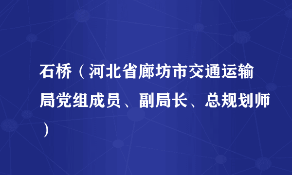 石桥（河北省廊坊市交通运输局党组成员、副局长、总规划师）