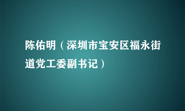 陈佑明（深圳市宝安区福永街道党工委副书记）