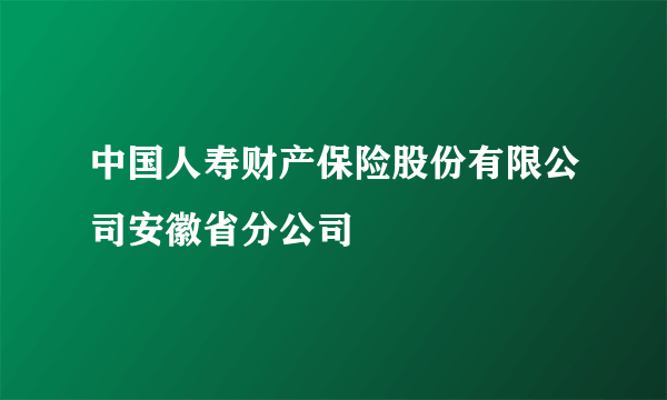 中国人寿财产保险股份有限公司安徽省分公司