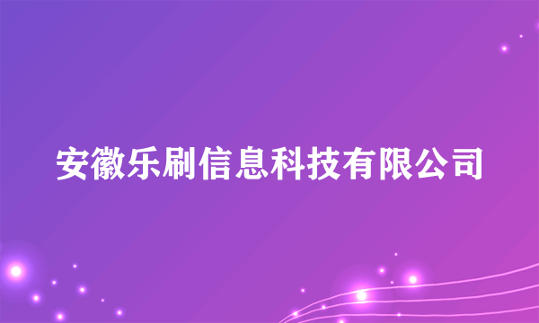 安徽乐刷信息科技有限公司