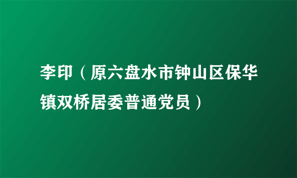 李印（原六盘水市钟山区保华镇双桥居委普通党员）