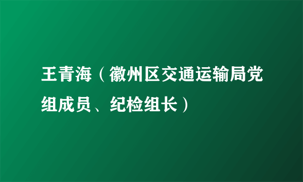 王青海（徽州区交通运输局党组成员、纪检组长）