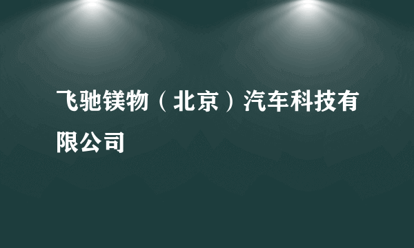 飞驰镁物（北京）汽车科技有限公司