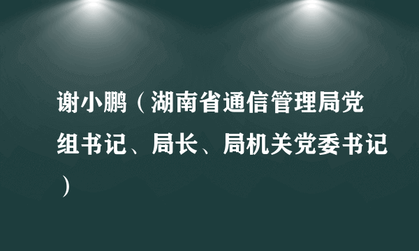 谢小鹏（湖南省通信管理局党组书记、局长、局机关党委书记）