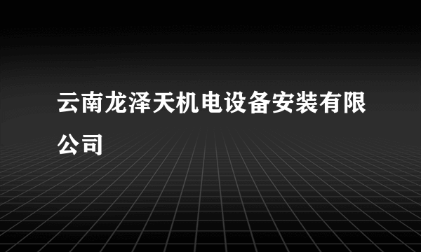 云南龙泽天机电设备安装有限公司