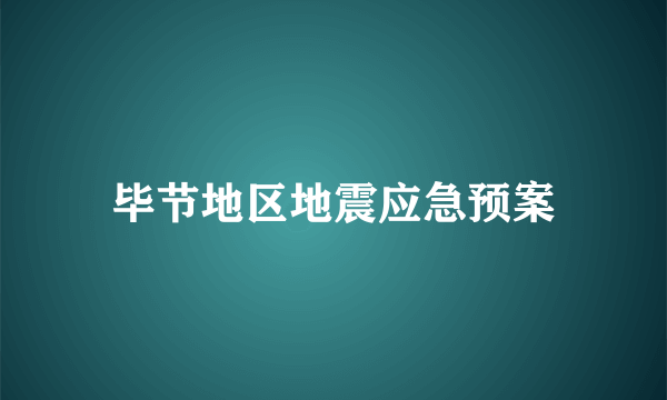 毕节地区地震应急预案