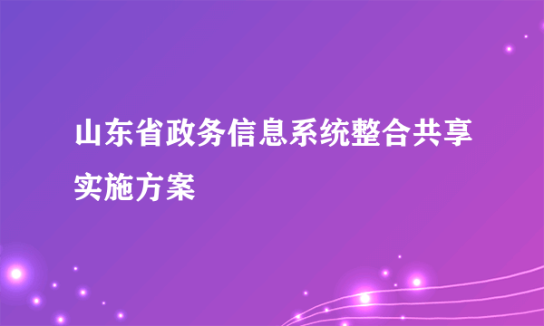 山东省政务信息系统整合共享实施方案