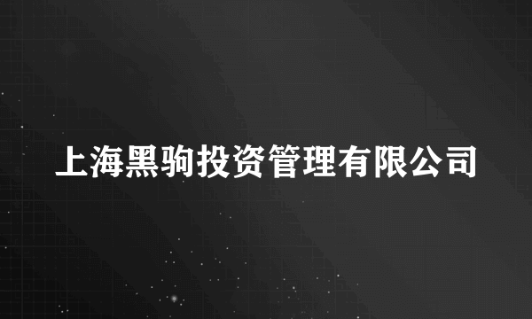 上海黑驹投资管理有限公司