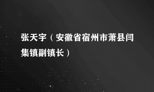 张天宇（安徽省宿州市萧县闫集镇副镇长）