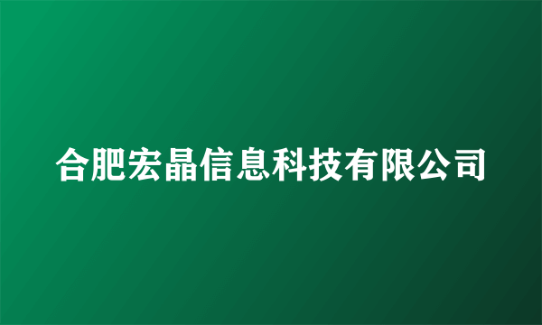 合肥宏晶信息科技有限公司