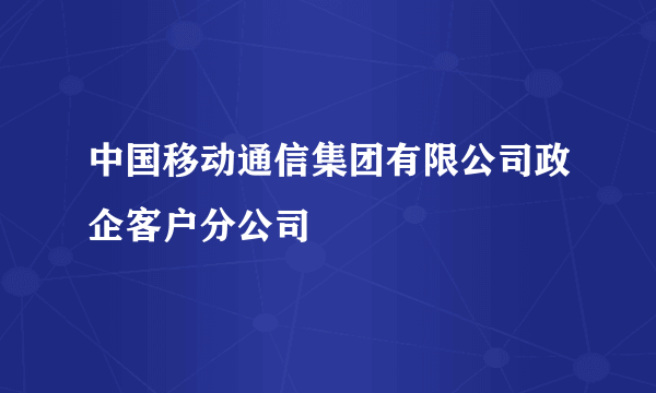 中国移动通信集团有限公司政企客户分公司