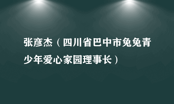 张彦杰（四川省巴中市兔兔青少年爱心家园理事长）