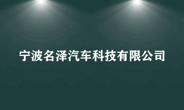 宁波名泽汽车科技有限公司