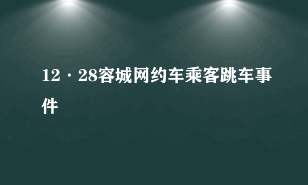 12·28容城网约车乘客跳车事件