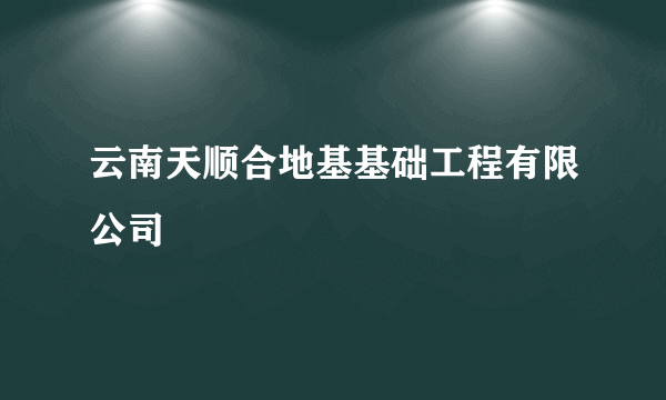 云南天顺合地基基础工程有限公司