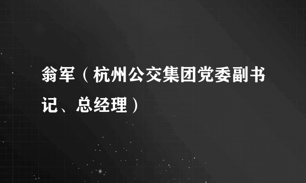 翁军（杭州公交集团党委副书记、总经理）