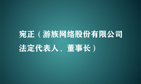 宛正（游族网络股份有限公司法定代表人、董事长）