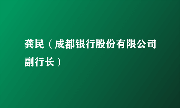 龚民（成都银行股份有限公司副行长）