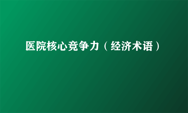 医院核心竞争力（经济术语）