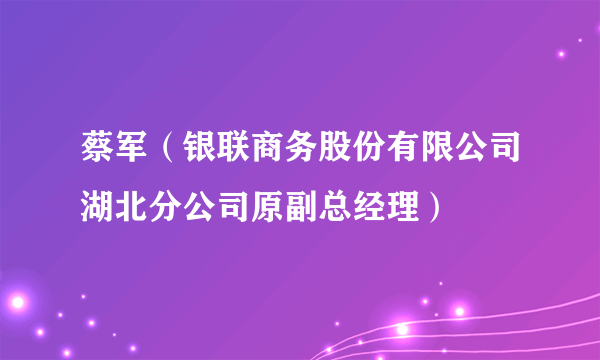 蔡军（银联商务股份有限公司湖北分公司原副总经理）