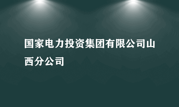 国家电力投资集团有限公司山西分公司