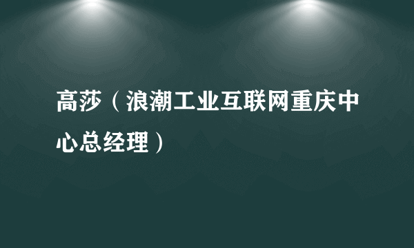 高莎（浪潮工业互联网重庆中心总经理）