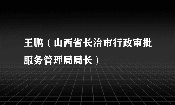 王鹏（山西省长治市行政审批服务管理局局长）