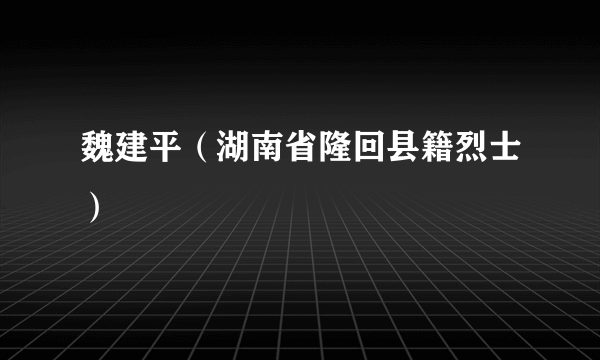 魏建平（湖南省隆回县籍烈士）