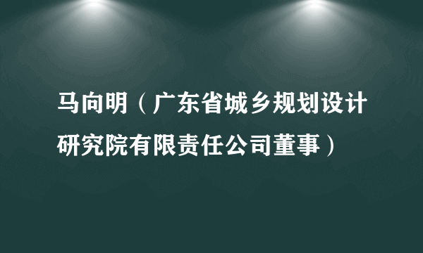 马向明（广东省城乡规划设计研究院有限责任公司董事）