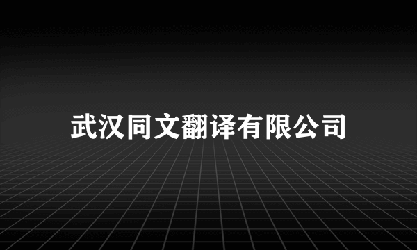 武汉同文翻译有限公司