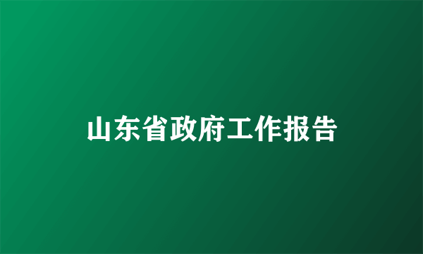 山东省政府工作报告