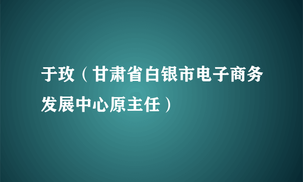 于玫（甘肃省白银市电子商务发展中心原主任）