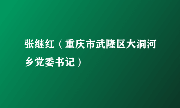 张继红（重庆市武隆区大洞河乡党委书记）