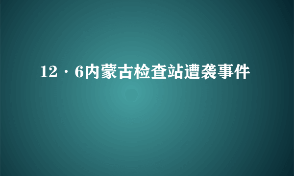 12·6内蒙古检查站遭袭事件