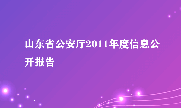 山东省公安厅2011年度信息公开报告