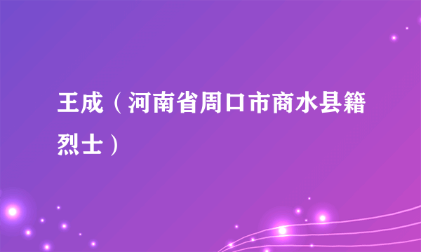 王成（河南省周口市商水县籍烈士）