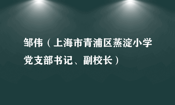 邹伟（上海市青浦区蒸淀小学党支部书记、副校长）