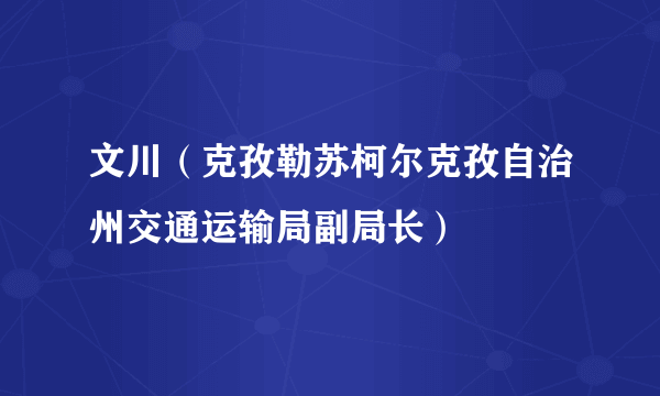 文川（克孜勒苏柯尔克孜自治州交通运输局副局长）