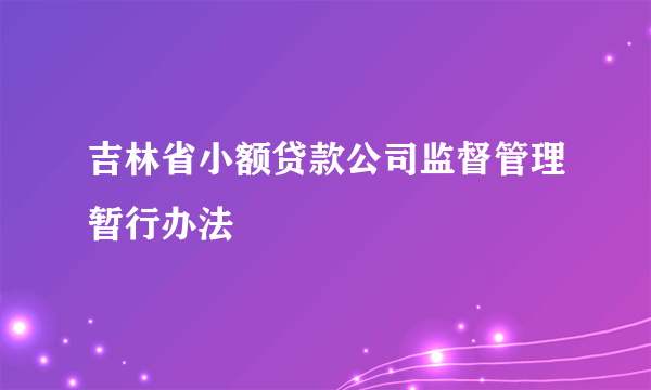 吉林省小额贷款公司监督管理暂行办法