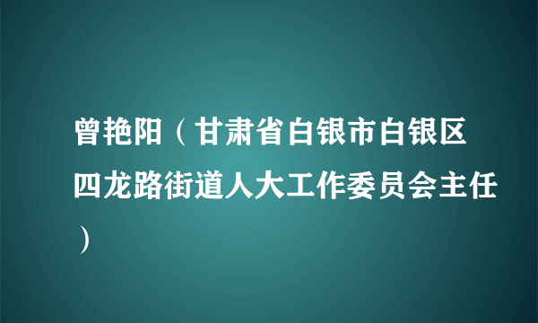 曾艳阳（甘肃省白银市白银区四龙路街道人大工作委员会主任）